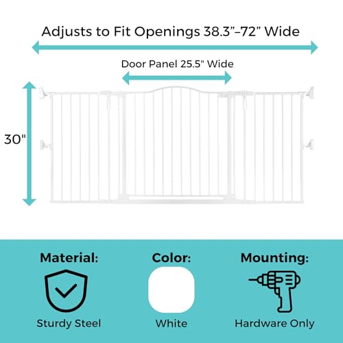 Deluxe Décor Universal Fit Safety Gate (White / 72" Wide)