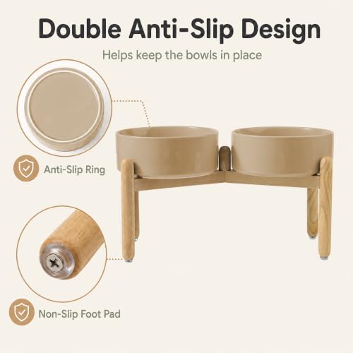 Ceramic Dog Bowls Elevated (Greige)