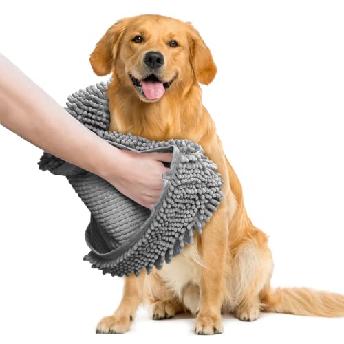 Doggy Dryer Highly Absorbent Microfiber Washable Dog Shammy Quick Drying Towel Absorber (13"x31" / Grey)
