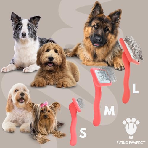 Slicker Brush for Dogs (Coral / Flat Large)