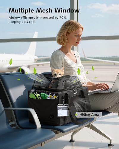 Top Expandable Airline Approved Pet Carrier for Cats (Dark Gray)