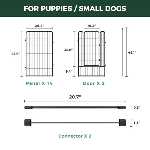 Rollick Dog Playpen with Divider Connectors (Black / 45"H)