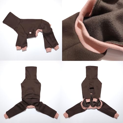 D Doggy Star Italian Greyhound Clothes Stretchy Fleeced Lining Simple Onesie Whippet for Dog Coat (M / Simple Brown)