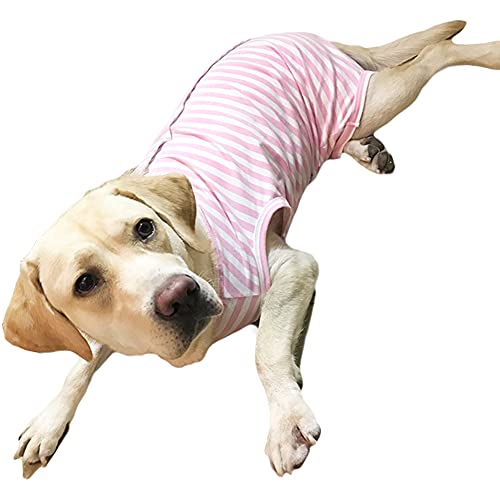 Dog’s Recovery Suit Post Surgery Shirt for Female Male Dog (xl / pink white stripe)