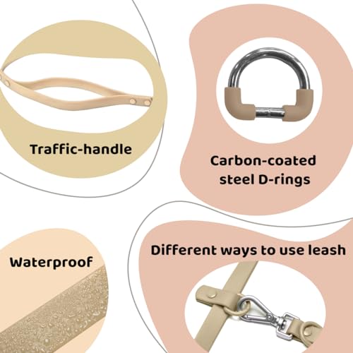 Heavy Duty Hands Free Dog Leash for Medium to Large Dogs for Comfortable Running (Beige)