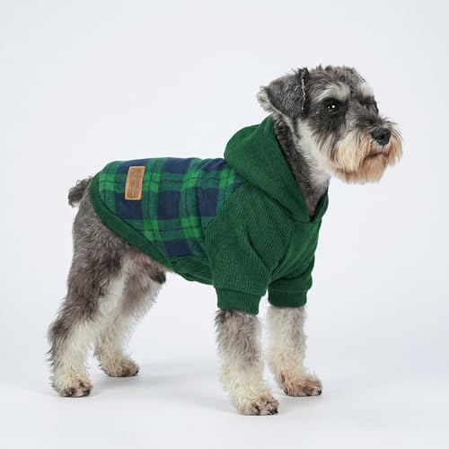 Tartan Plaid Dog Hoodie (Large / Green)