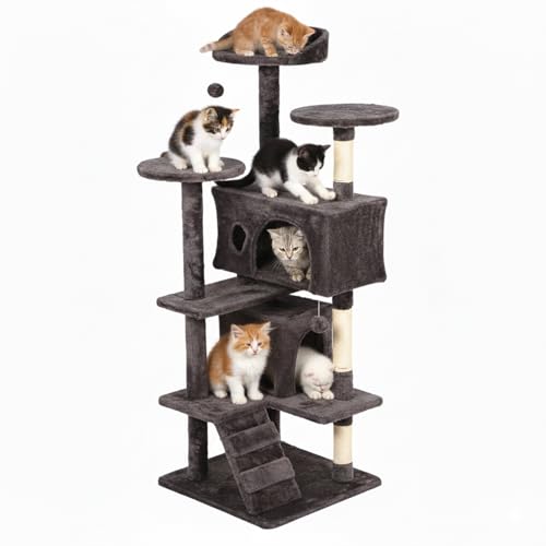 54" Cat Tree Tower (Purple Gray)