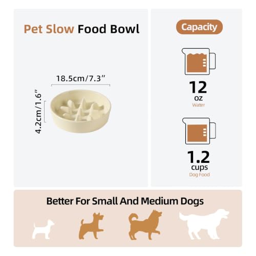 Ceramic Slow Feeder Dog Bowls (Light Yellow)