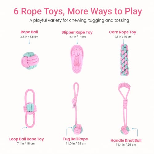 Dog Rope Toys for Puppies & Small Dogs (Pink)