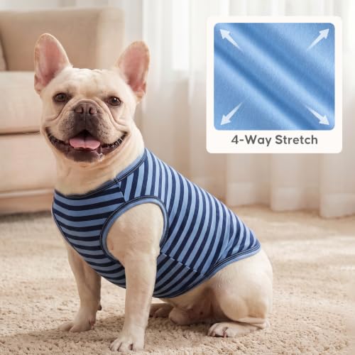 2Pack Cotton Dog Shirt for Small Dogs Soft Striped Tank Top (Medium (7-13lbs) / 02# 2Pack (Dark Blue+Striped))