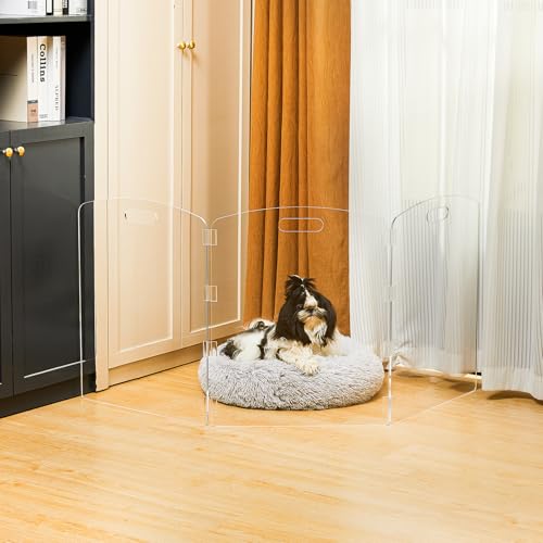 Modern Frame Clear Acrylic Freestanding Pet Gate (24" Height-3 Panel)