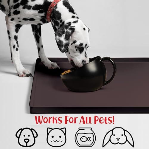 Dog Food Mat Waterproof Dog Bowl Mat for Food and Water (28"L x 18"W / Coffee)