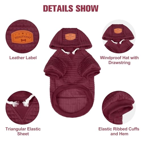 Dog Hoodies Sweater for Large Dogs (Wine Red / 3XL (Back: 30",Chest: 37", Neck: 27"))
