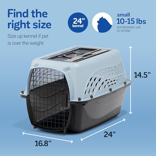 Dog Crate for Small Dogs and Cat Carrier (Two-door / 24.0"L x 16.8"W x 14.5"H / Pearl Tan)