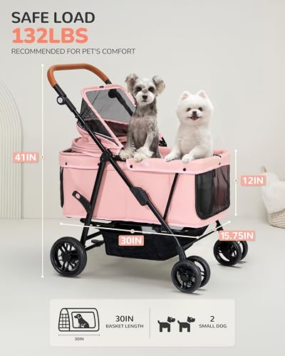 Dog Stroller for Large & Medium Dogs (Bluesh Pink)
