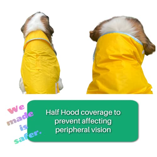 Extra Large Dog Yellow Rain Rover Raincoat with Half Hood XL