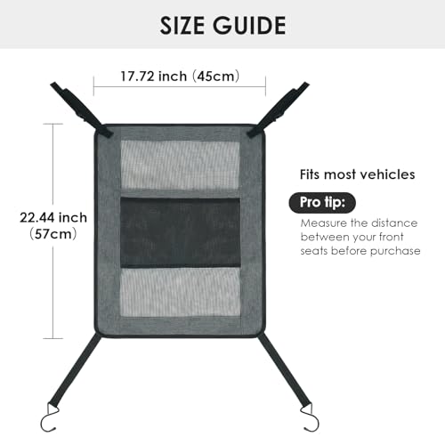 Universal Dog Car Net Barrier Divider with Storage Net Pocket (Grey)