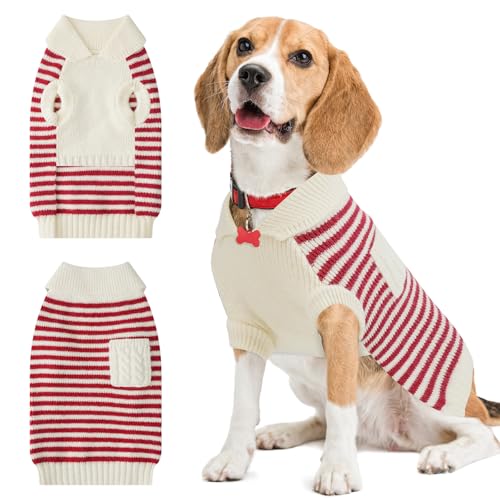 Small Dog Sweater (White Stripe Pullover(Order One Size Up) / X-Large)