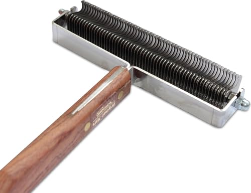 Triple Wide Dematting Undercoat Grooming Rake Stripper Tool for Horses (60 Blade Extra Fine / Brown)