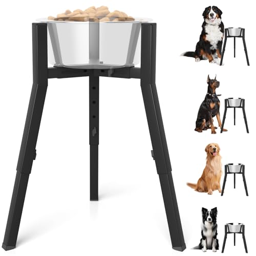 Elevated Dog Bowl Stand for Large Dogs (Height: 12.9-18.9", Width: 8.3-12.6" / Black, 12.9-18.9H-Square)