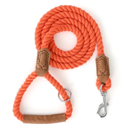 Dog Leash Braided Cotton Rope w (Orangeade / 60 Inch-1/2")