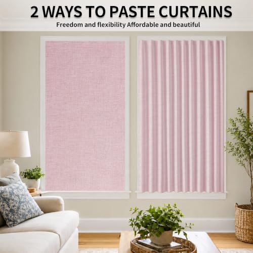 Self Adhesive Blackout Curtains (Light Pink / 46"W x 60"H)