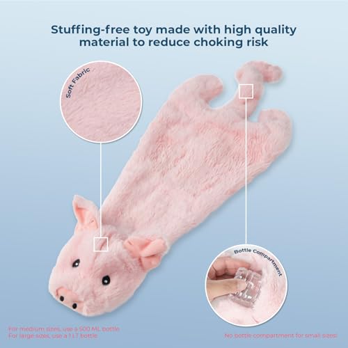 2-in-1 Stuffless Squeaky Dog Toy - Pig, Small (Pig / Small)