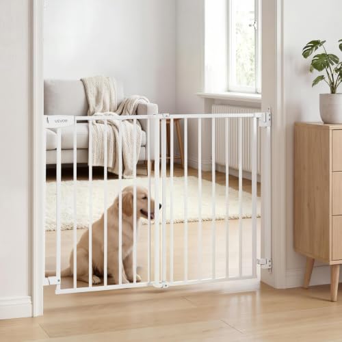 Pet Gate for Stairs (White / 28-43" Wide x 30" Tall)