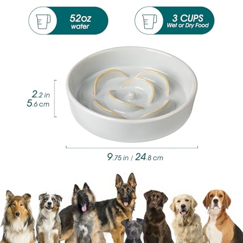 Slow Feeder Dog Bowls (L - 3 Cups / Light Gray)
