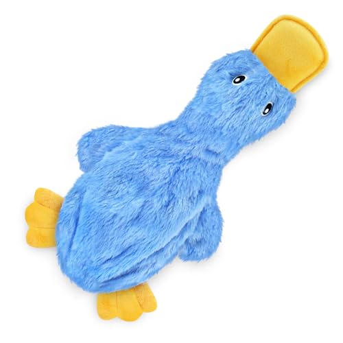 Interactive Squeaky Dog Toy (Crinkle Duck (Blue) / Large)
