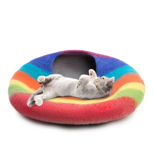 Premium Felt Cat Cave Bed (Rainbow Twist)