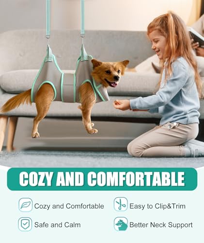 Dog Grooming Hammock Harness (S (30 LB Max) Silver Grey 6-13in)