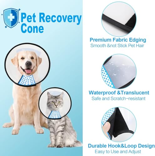 Dog Cone Collar Adjustable After Surgery (Grey / M(Neck: 11.5~14.5"))