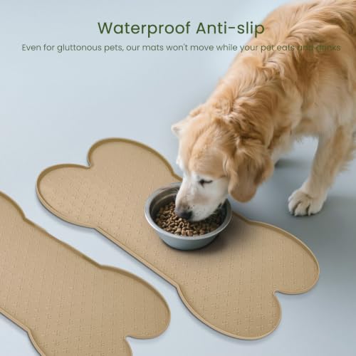 Dog Food Mat Anti (19.4" x 9.8"-2PCS / Khaki)