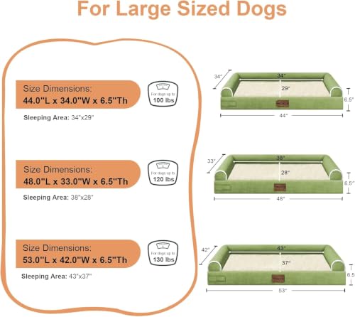 Orthopedic Dog Bed for Jumbo Dogs (Grass Green / 53.0"L x 42.0"W x 6.5"Th)