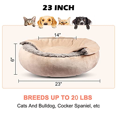 Small Dog & Cat Bed (Small (23"x23"x6") / Beige Brown)