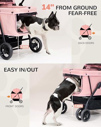 Dog Stroller for Large & Medium Dogs (Bluesh Pink)