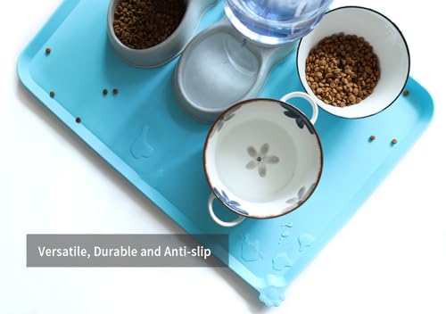 X Large Silicone Pet Food Mats Tray (28" x 20" / Arctic)