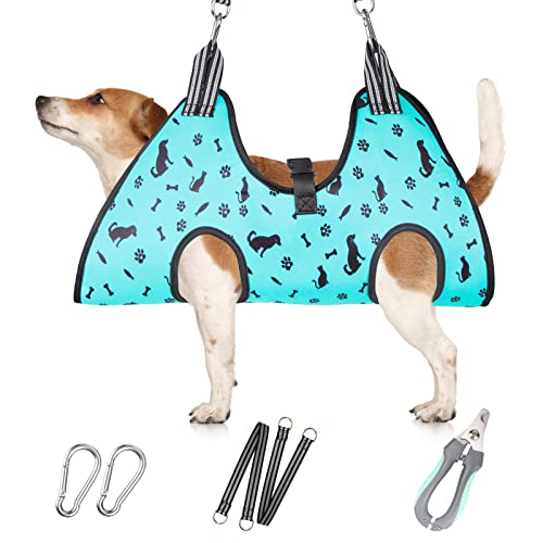 Dog Grooming Hammock (S for Small Dogs 30LB / Cyan)