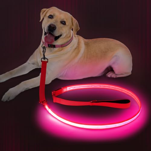 LED Light Up Dog Leash (Pink / 6Ft(Three-section))