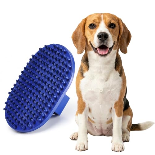Rubber Grooming Brush for Dogs & Cats (Blue)
