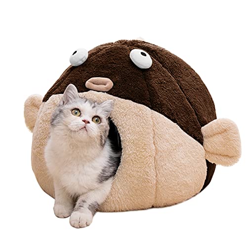 Cat Beds for Indoor Cats (L 16.5'' / brown)