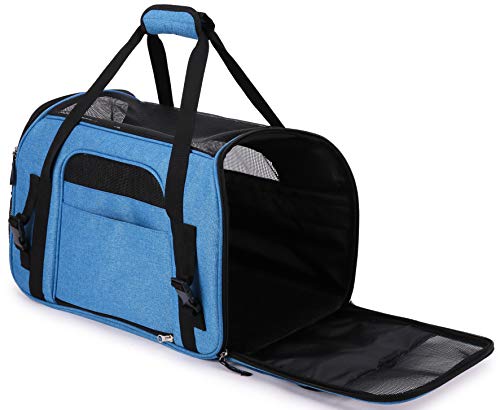 Soft Sided Pet Carrier for Cats & Small Dogs (19.0"L x 10.0"W x 13.0"H / Sapphire Blue)