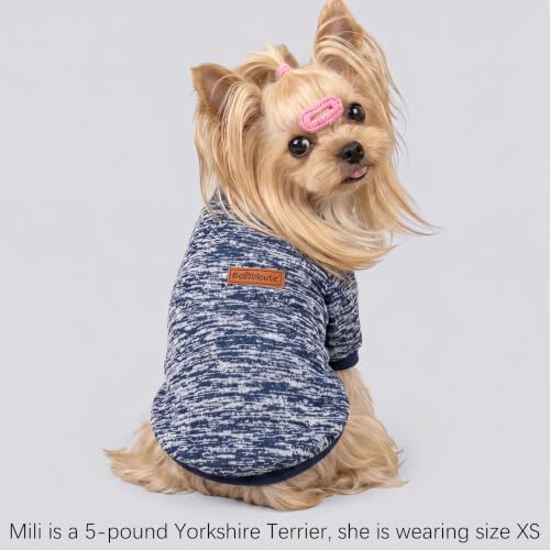 1 Pack Dog Sweater for Small Dogs Girl Boy Winter Fleece Clothes Warm Soft Dog Sweatshirt Outfit for Dogs Cats Pet Apparel (Navy Blue / XXS (Back: 7.8", Chest: 11.8", 2.2-3.5 lbs))