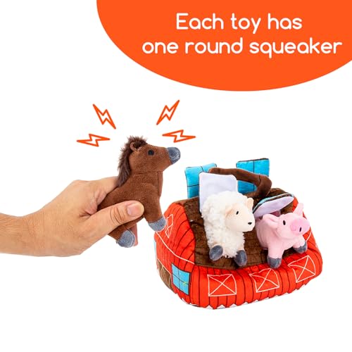 Squeaky Hide and Seek Dog Toys for Small and Medium Dogs (Farm)