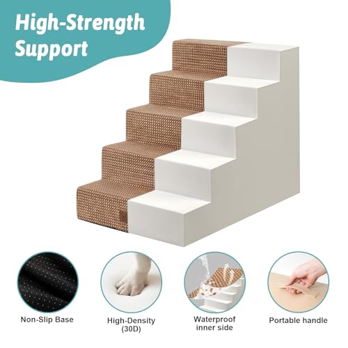 Dog Stairs for Small Dogs (Light Brown / 19.7x29.5x23.6 inch)