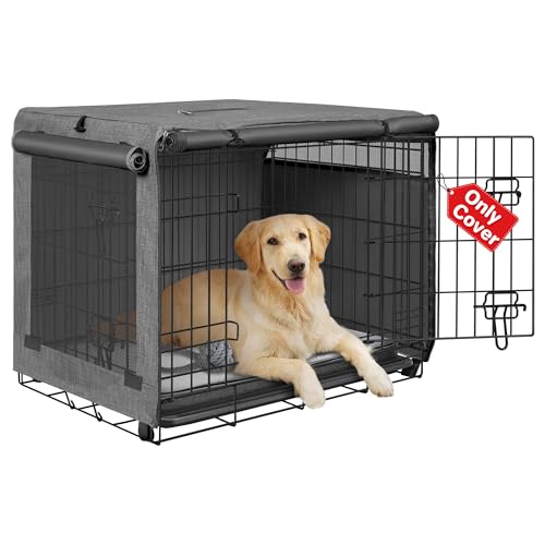 Dog Crate Cover (Grey (with left window) / 42 Inch)