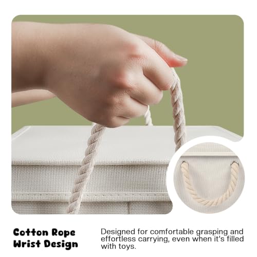 Dog Toy Basket with Double (Beige & Gray / Large)