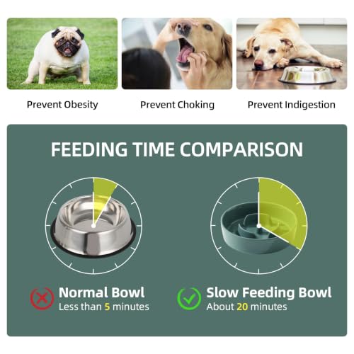 Ceramic Slow Feeder Dog Bowls (Dark Green)