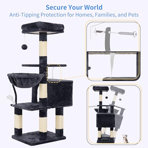Cat Tree with Toy (43.3 inch / Smoky Gray)